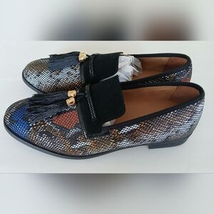 JITAI Men’s Multicolor Snakeskin‑Style Tassel Loafers – Size 12